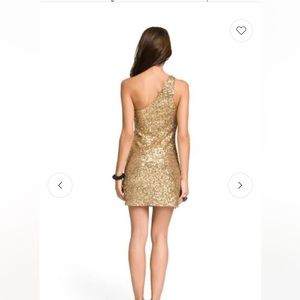 Gold sequin one shoulder Alice and Olivia mini dress Xs